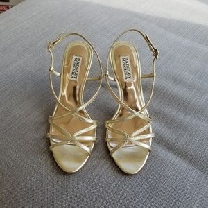 Badgley Mischka gold stiletto heels, size 7